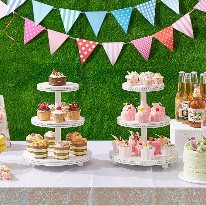 3 Tier Cupcake Stand Round, Wood Cupcake Stand - Image 7