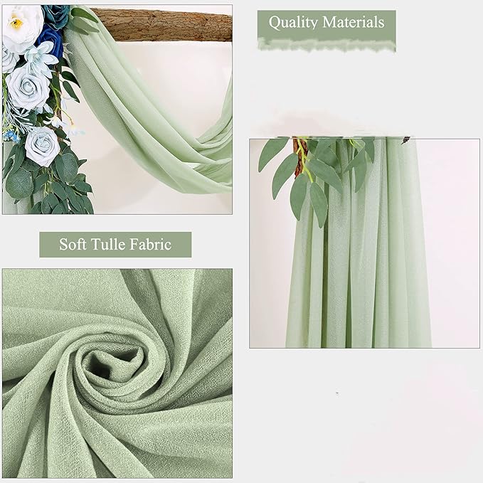 Sage Arch Drapes for Wedding Arch Draping Fabric Sheer Backdrop Curtain for - Image 3