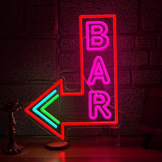 Bar Neon Sign with Dimmer switch, Colorful Bar Led Neon Light Pink Letter Light by LIEGHDZT