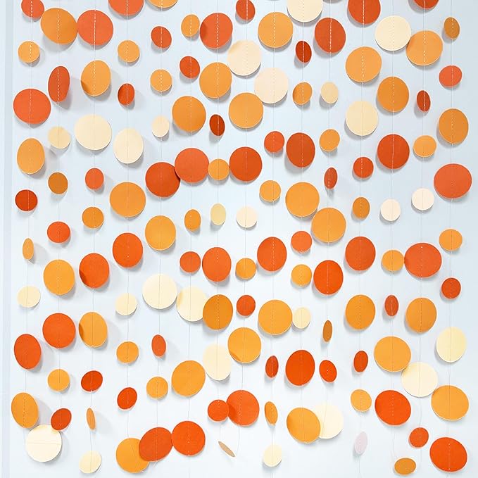 46 Ft Thanksgiving Fall Autumn Circle Dots Garland Gradient Orange Polka Dot - Image 8