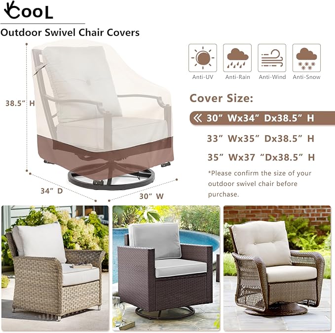 okcool Outdoor Swivel Chair Cover 2 Pack, Patio Chair Covers Waterproof - Image 2