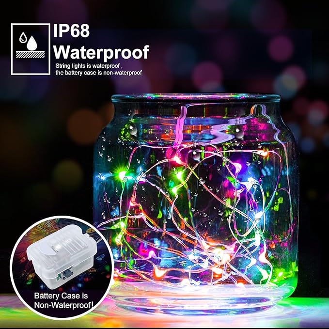 pozzolanas 8 Pack Multicolor Battery Operated String Lights - 7ft Waterproof - Image 2