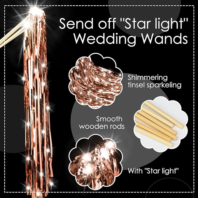 100 Pcs Lighted Wedding Wands LED Tinsel Wands Light up Streamers Sparklers - Image 2