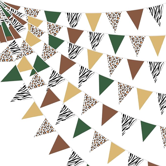 32Ft Jungle Safari Party Decorations Sage Green Brown Wild Animal Leopard Zebra by pinkblume