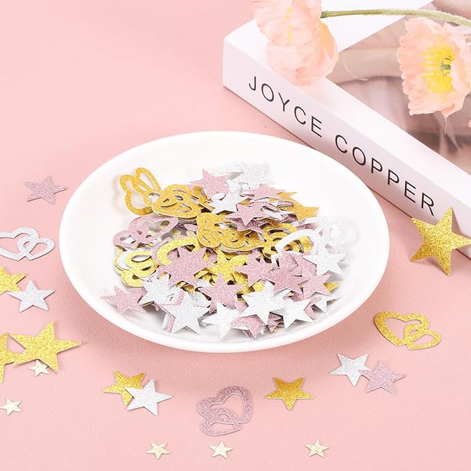 MECCANIXITY 250Pcs Heart Confetti Glitter Confetti Table Confetti Decor - Image 3