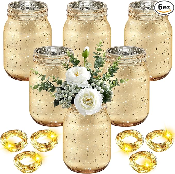 Layhit 6 Pcs Painted Mason Jars Colored Painted Mason Jars Centerpiece by ShungLan