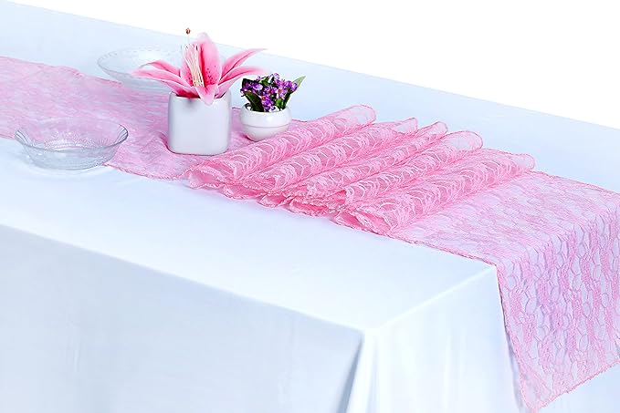 MDS Pack of 25 Wedding 12 x 108 inches Lace Table Runner by MDS