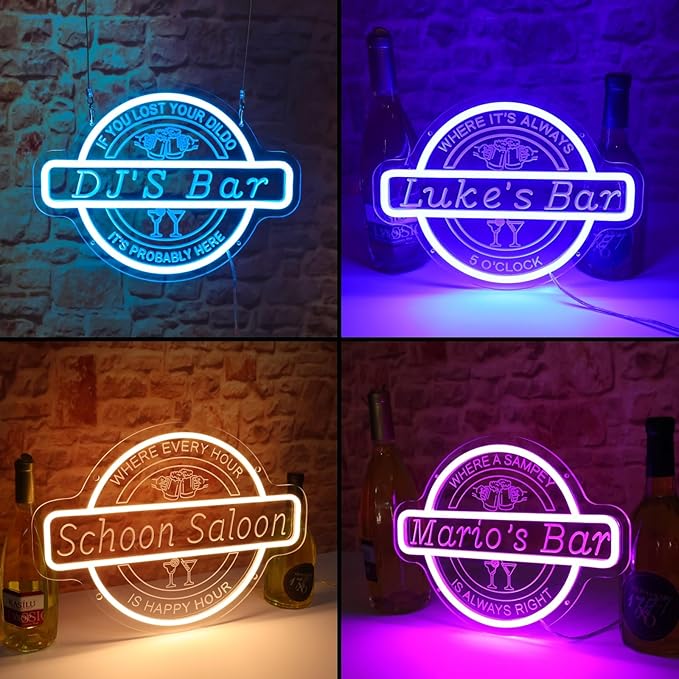 Custom Bar Neon Sign for Wall Decor, Personalized Cocktail Beer LED Light Up - Image 2