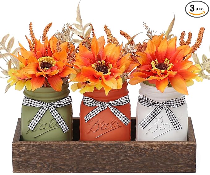 Thanksgiving Fall Mason Jar Centerpiece by SUPREMELIGHTS%C2%B72017%C2%B7