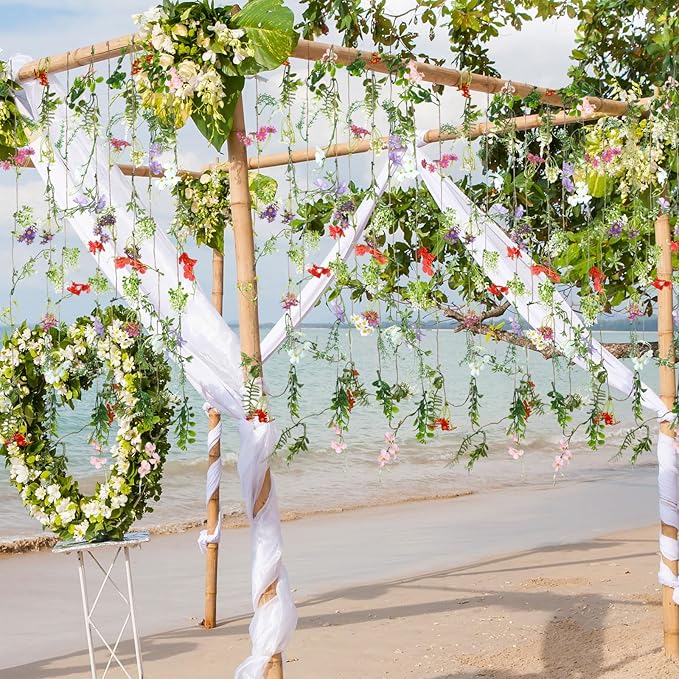 Yunlly 4 Pcs Artificial Flowers Hanging Decoration 6ft Faux Wildflower Vines - Image 4