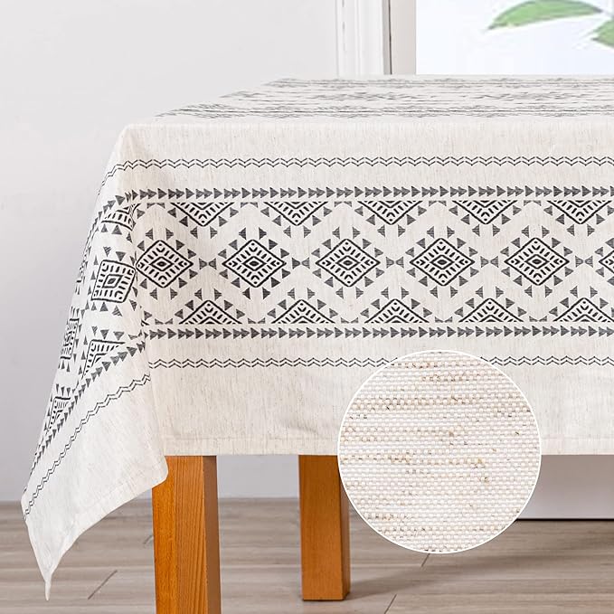 MYSKY HOME 60x120 Boho Rectangle Tablecloth Linen Farmhouse Tablecloth by MYSKYHOME