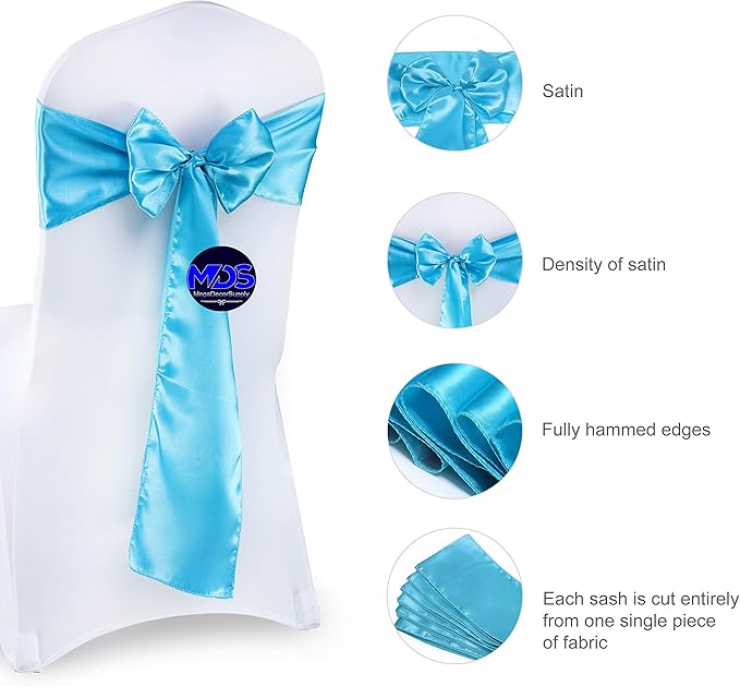 MDS Pack of 300 PCS Satin Chair Sashes Charmeuse Sateen Dining Chair Bows - Image 6