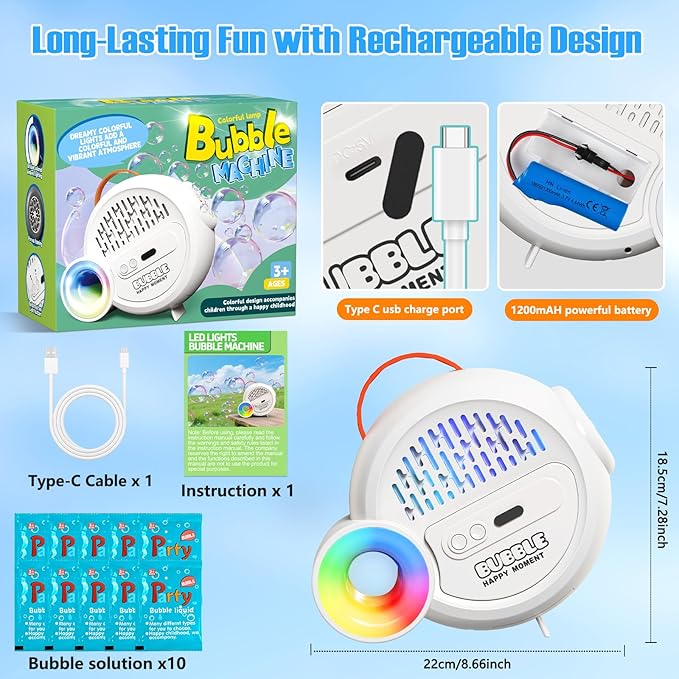 Bubble Machine for Kids Toddlers, Automatic Bubble Maker - Image 5