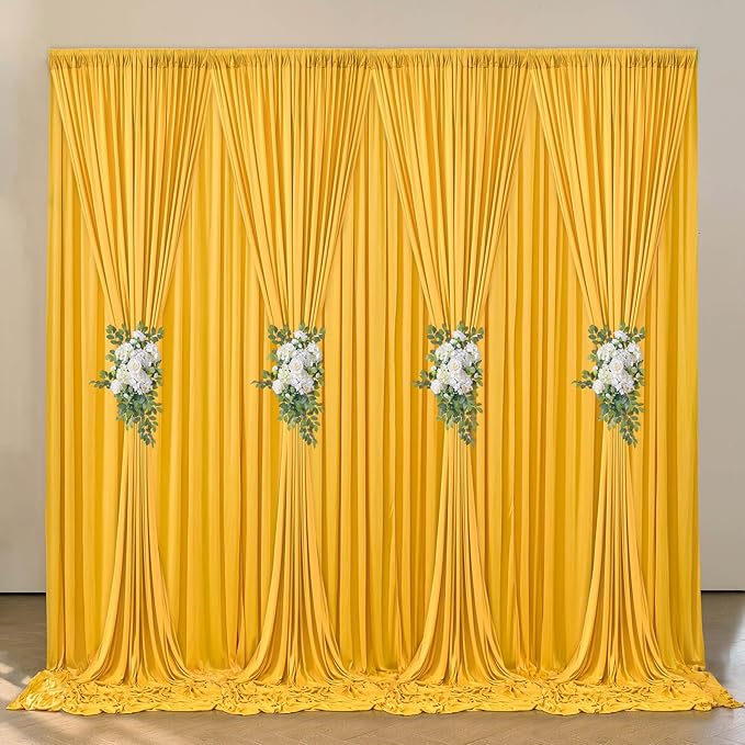 40 ft x 10 ft Wrinkle Free Yellow Backdrop Curtain - Image 7