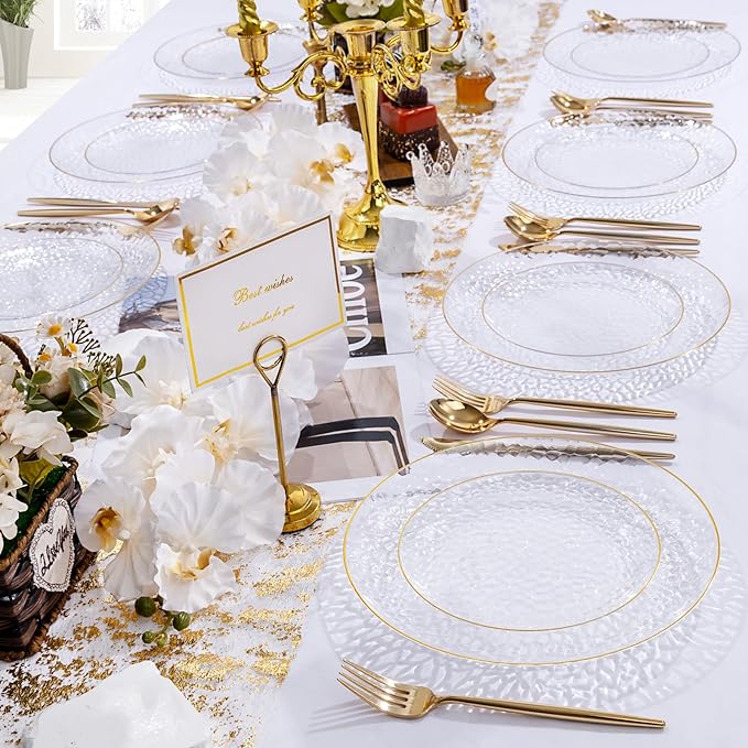 Rubtlamp 60 Pieces Gold Plastic Plates - Image 7