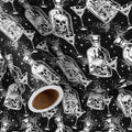 LeZakaa Halloween Wrapping Paper Roll, Gothic Skull-in-Bottle and Eye Cocktail by LeZakaa