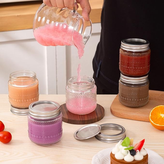 Mason Jars 8 Oz with Lids 12 Packs, Vintage Small Glass Canning Jars with - Image 6