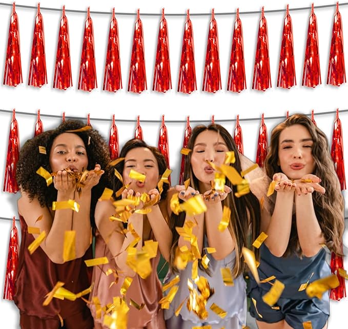 3P Metallic Fringe Tassel Banner Garland Foil Tinsel Streamer Wall Hanging - Image 6