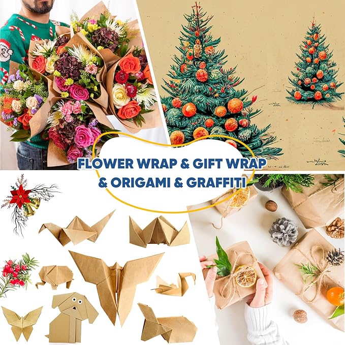 Wrapping Paper, 17.8" x 1200" Brown Kraft Paper Roll Bulletin Board Easel - Image 5