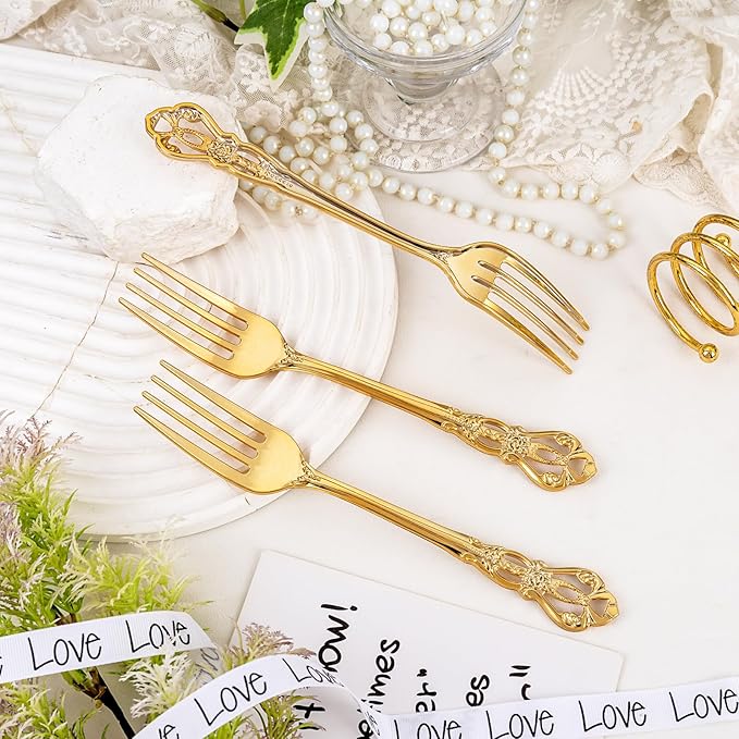 75PCS Gold Plastic Forks - Image 8