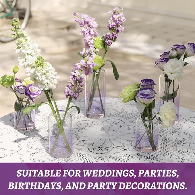 12Pcs Purple Vase Glass Bud Vases Set, Small Vases - Image 5