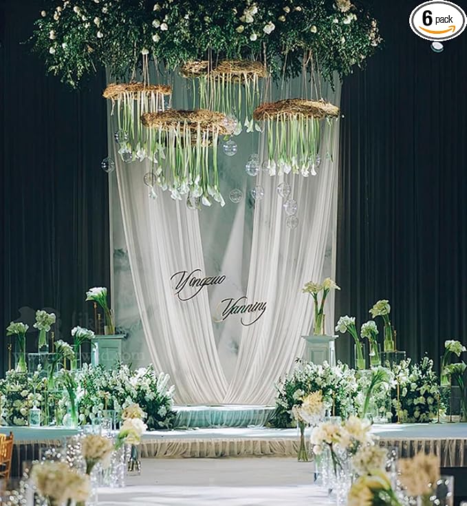 DUOBAO 6-Panel Chiffon Wedding Backdrop Drapes 5x10FT by DUOBAO