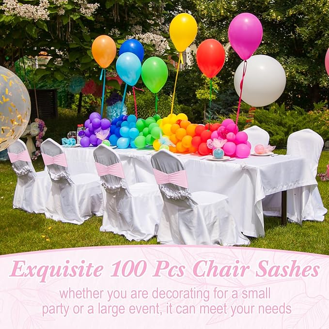 Moukeren 100 Pcs Spandex Chair Sashes Bows Chair Bands Slider Sashes - Image 5