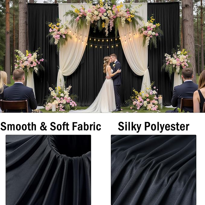 10x10ft Wrinkle Free Black Backdrop Curtain - Image 3