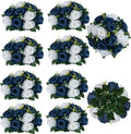 BLOSMON Navy Blue Flowers for Centerpieces: 10 Pcs Artificial Roses Flower by Blosmon