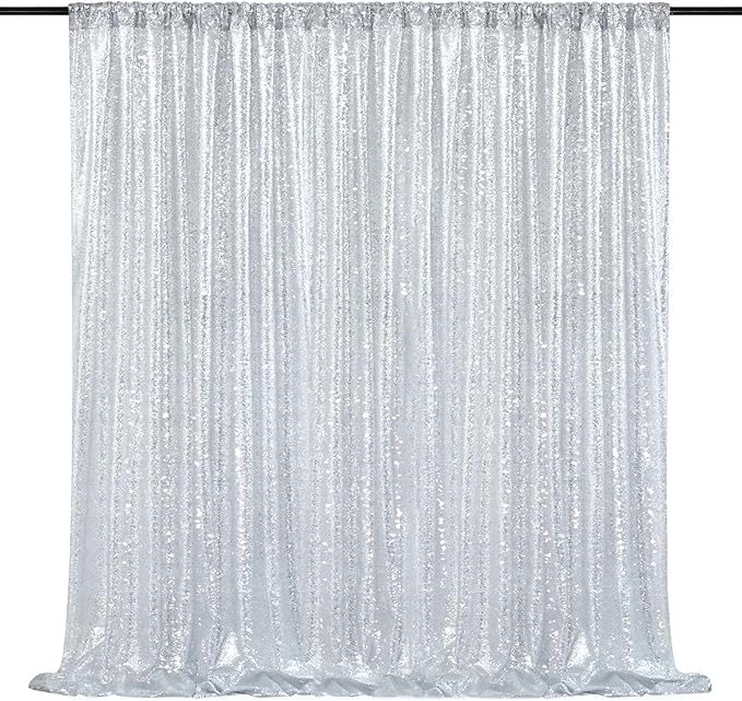 Silver Backdrop Curtains for Birthday by QueenDream