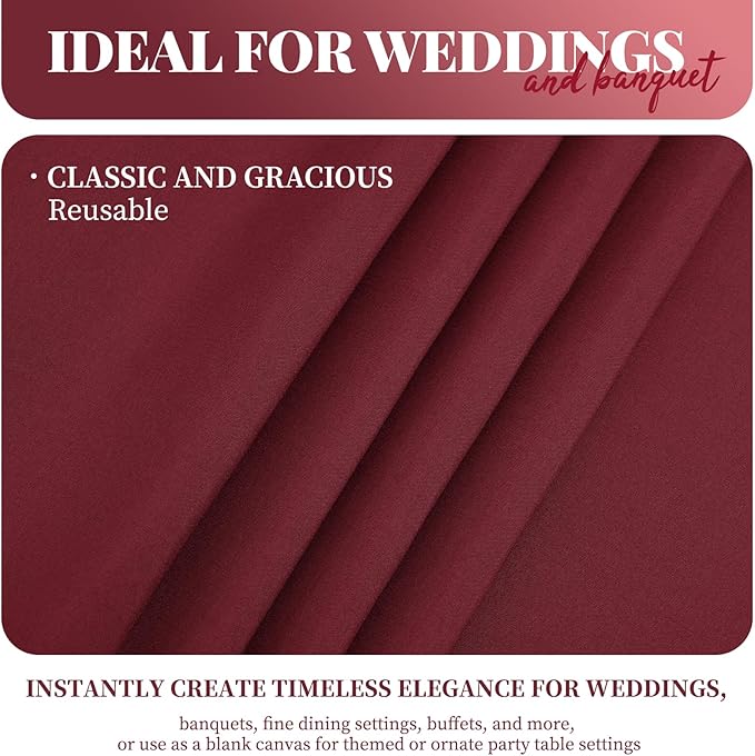 12 Pack 60 x 126 Inch Rectangle Tablecloth Burgundy Polyester Tablecloth - Image 3