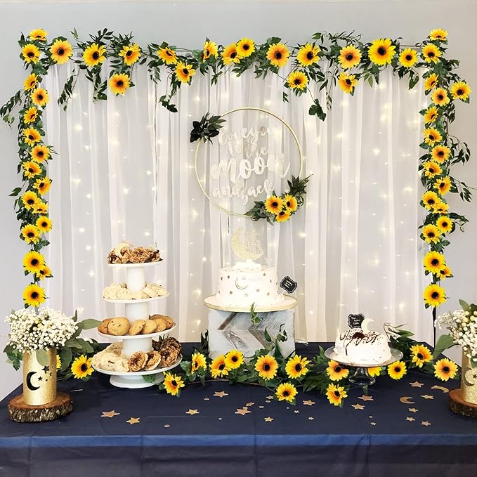 Uieke 10 Pack Artificial Sunflower Garland, 8.2ft/Pcs Silk Sunflowers - Image 8