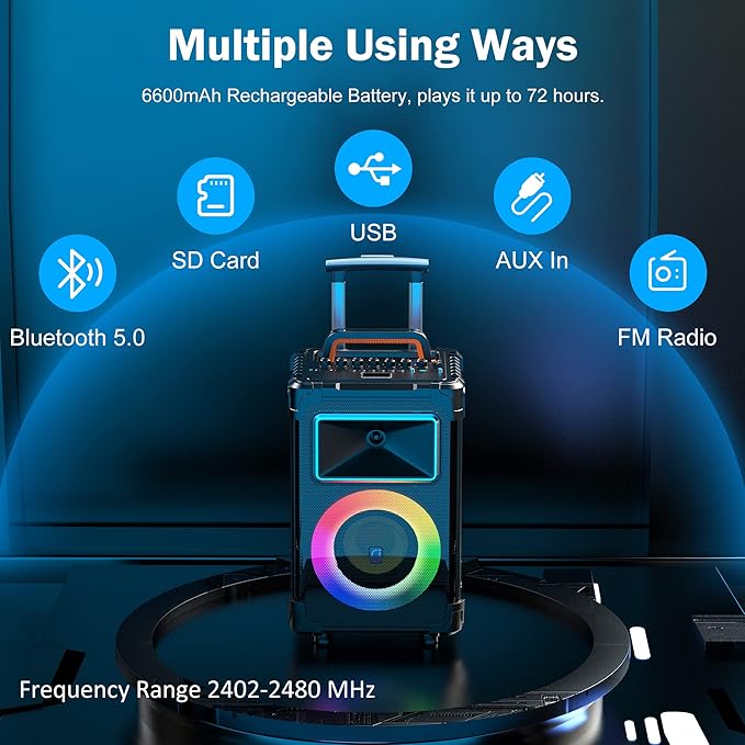 JYX Karaoke Machine with 2 Wireless Mics, PA System with Remote Control - Image 3