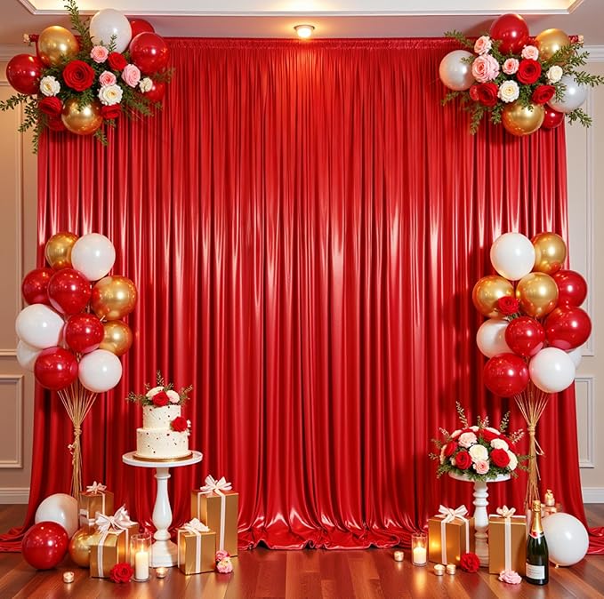 10ftx10ft Red Sequin Backdrop Curtain by CO-AVE
