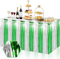 3 Pack 29x108 Inch Silver Green Foil Fringe Table Skirts Metallic Banner by Ferwzsr