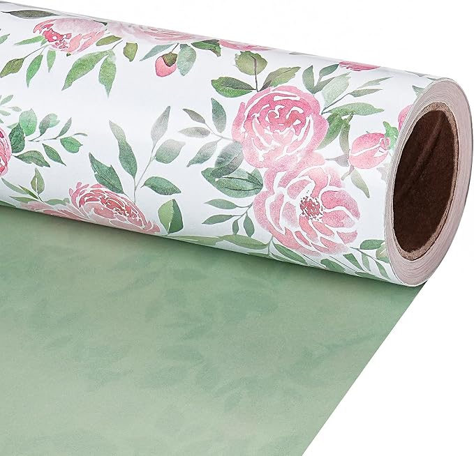 RUSPEPA Reversible Floral Wrapping Paper Roll by RUSPEPA