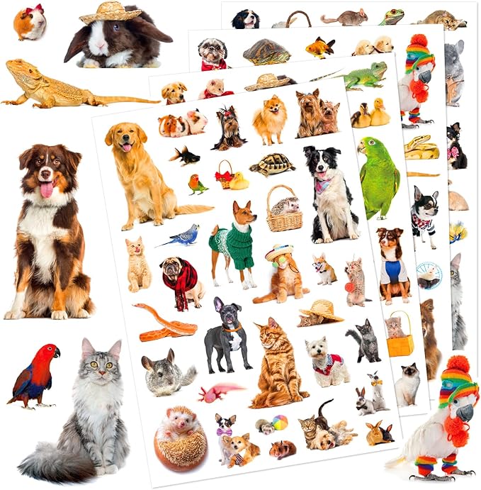 Pet Animals Stickers 660 Count Dog Cat Animal Pet Rabbit Parrot Fish Bird by Unknown