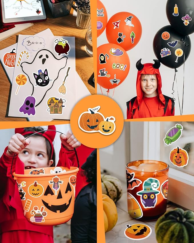 300 PCS Halloween Pumpkin Stickers, Vinyl Waterproof Stickers - Image 2