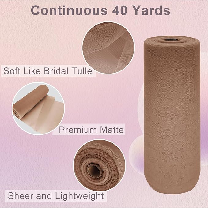 Chestnut Tulle Fabric Roll Spool Bolt Large Tulle Wedding Party Decoration - Image 2