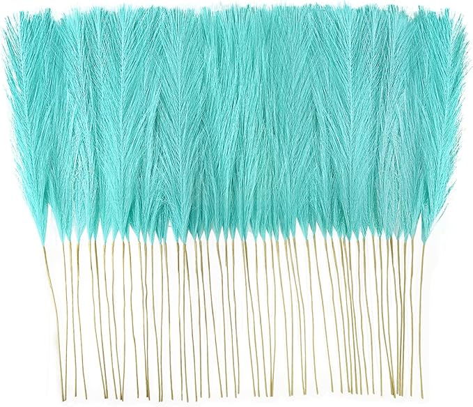 50pcs Faux Pampas Grass, 21.6" Short Artificial Pompous Grass Branches by ObbsieDirect