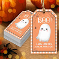 50 Pcs Halloween Tags with String, 2.1"×3.5" Boo Paper Gifts Tags, Ghost Trick by HandEasy