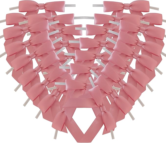 50pcs 2-1/2" Rose Gold Satin Ribbon Bows by Micomon