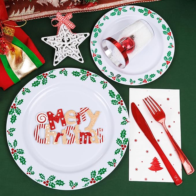 WDF 350pcs Christmas Plates and Napkins Set - Image 6