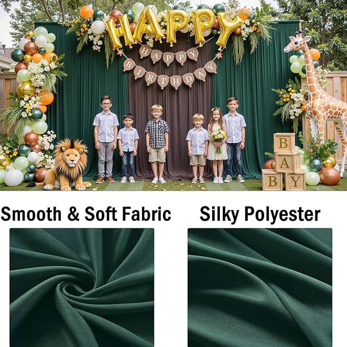 50ftx10ft Wrinkle Free Hunter Green Backdrop Curtains - Image 4