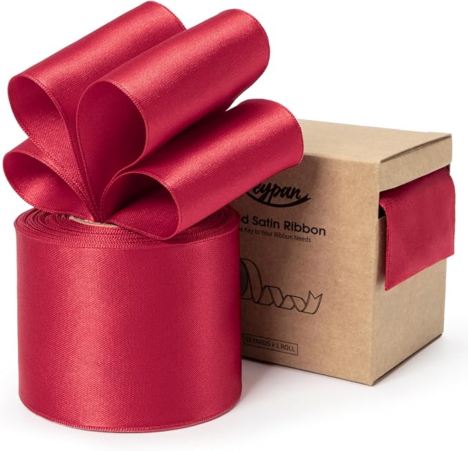 Red Satin Ribbon Double-Faced Wired Ribbons by Keypan