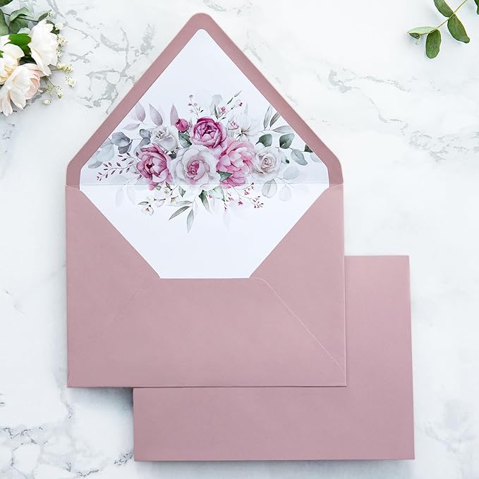 PONATIA 50PCS A7 Euro Flap Envelopes, 5.25 x 7.25'' Liner Envelope by ponatia