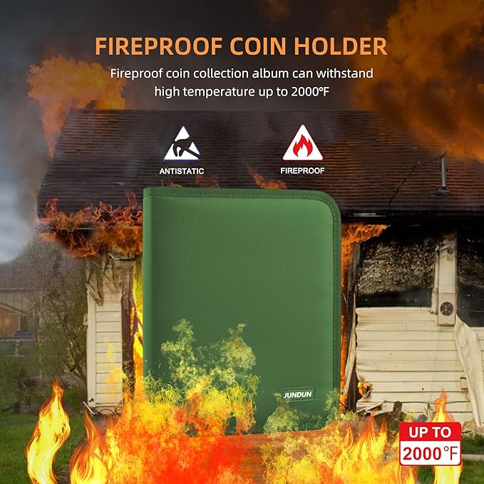 Coin Collection Book for Collector, 260 Pockets Fireproof Coin Collection - Image 2