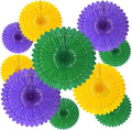 18 Pcs Mardi Gras Hanging Honeycomb Paper Fans, Round Paper Fan Decorations by Tisspoms
