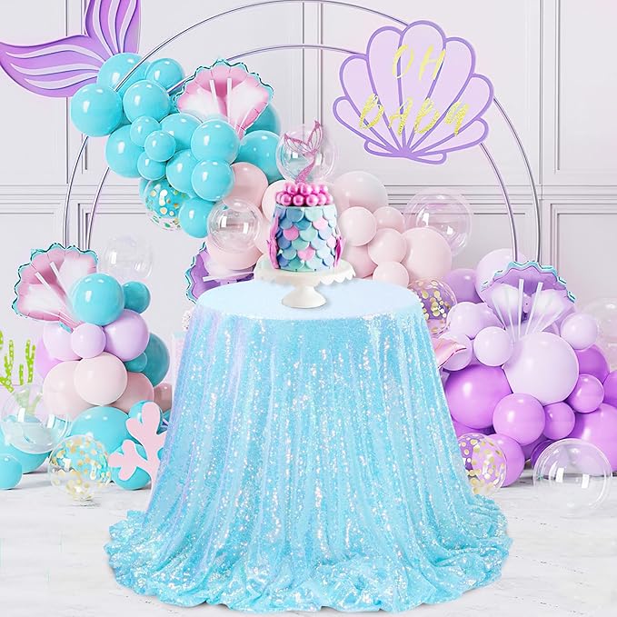 Glitter Blue Tablecloth 50x80 Inch Iridescent - Image 2