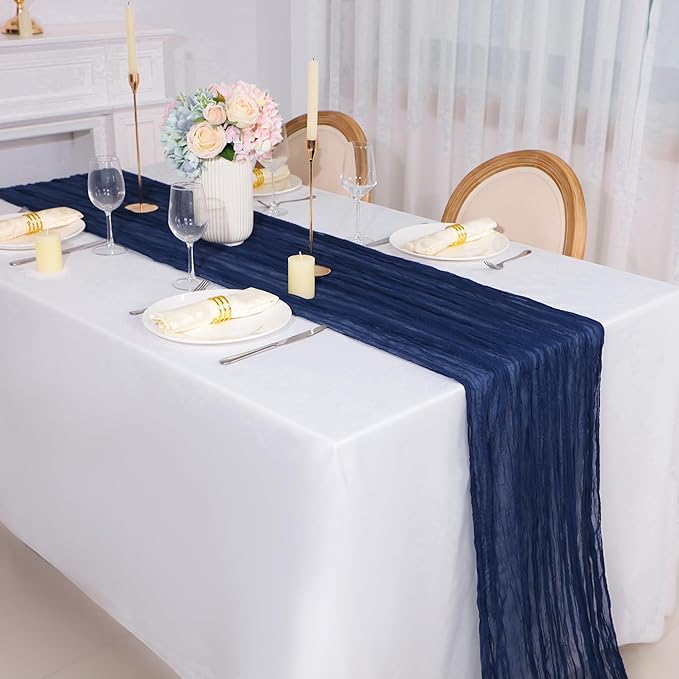 Snowkingdom 13Ft Navy Blue Cheesecloth Table Runner, 160inch Long Cheese Cloth - Image 5